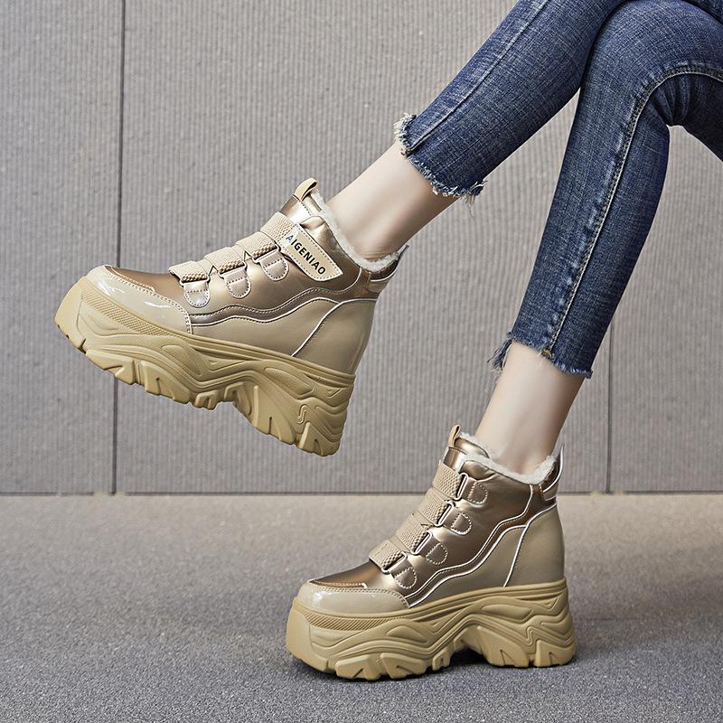 High-top shoes autumn and winter platform cotton shoes casual inner height increase small ins tide velvet shoes