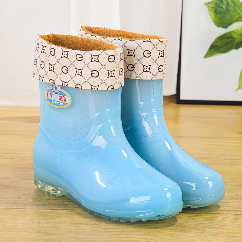 Non-slip short rubber shoes rain shoes women's summer rubber boots jelly waterproof shoes transparent medium tube plastic laundry overshoes