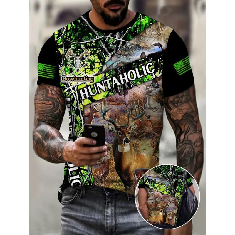 Duck Hunting Dog T-shirts 3D Print Deer Hunter Men's Streetwear Fashion Short Sleeve O-Neck T Shirt Oversized Tops Tees Clothing