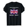 Men's British Royal Navy T-Shirt - Union Jack Flag & RN Logo Print, Loose Fit Short Sleeve, Navy Blue & White Retro Tee for Casual Wear, Mens T