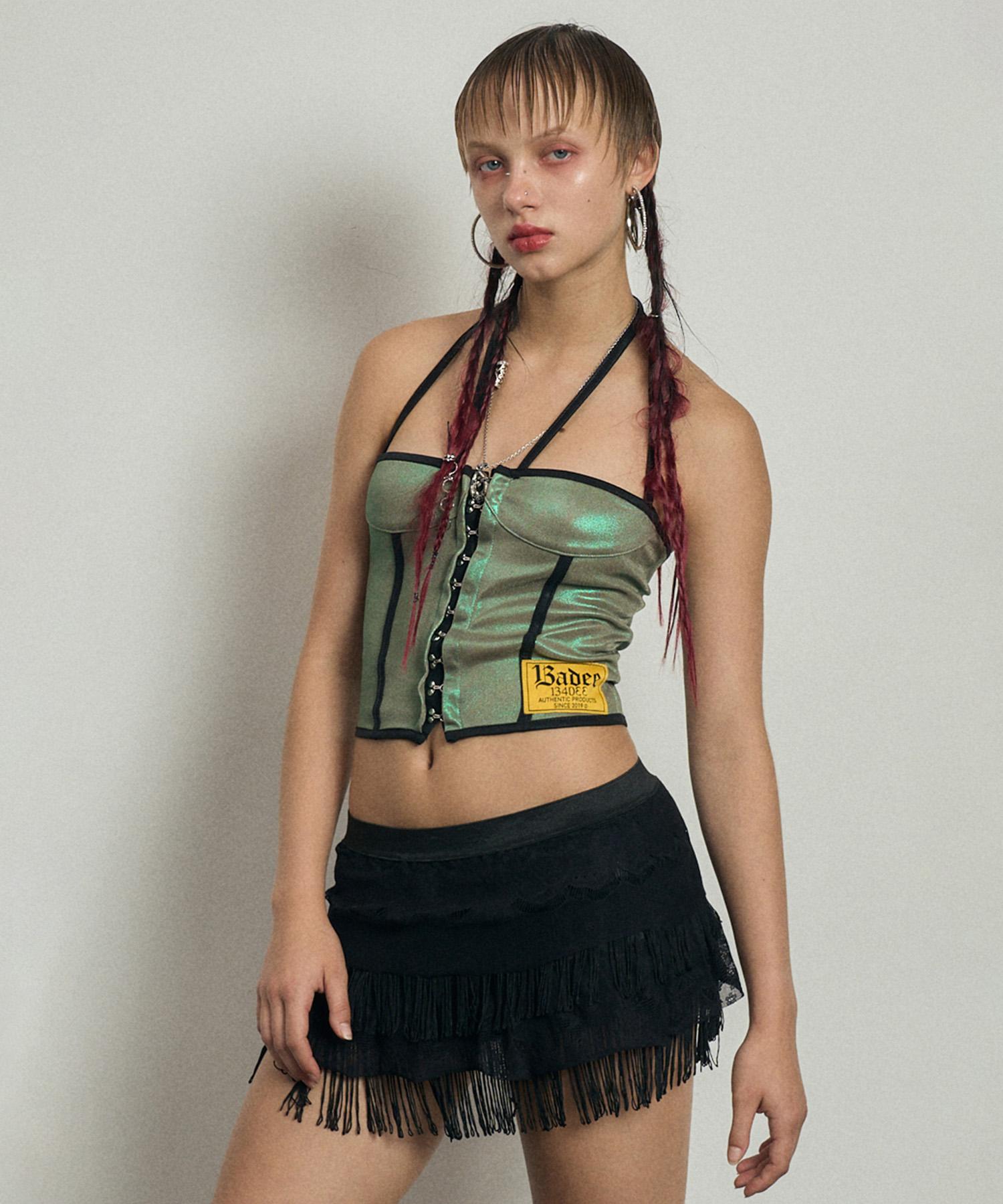 Buddy Glitter Hook Bustier Green/Gold M