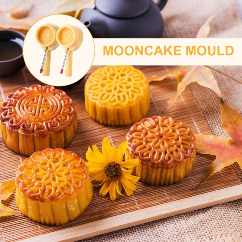 MidAutumn Festival Moon Cake Maker Flavor/Flower Moon Cake Molds Cookie Stamps Hand Press Cookie Dessert Cutter