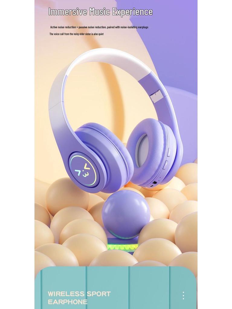 B39 Gradient Color Over-Ear Luminous Bluetooth Gaming Headset with Heavy Bass.