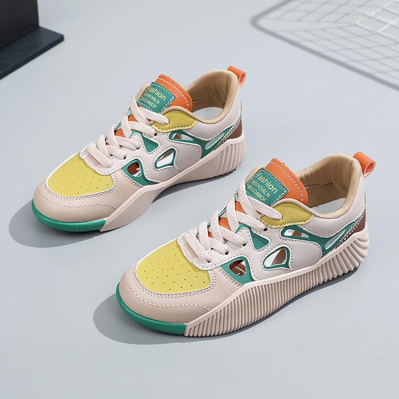 

[Customized] ZY16608 hollow breathable board shoes for women s 2025 spring and summer new thick-soled heightening sports trend 40