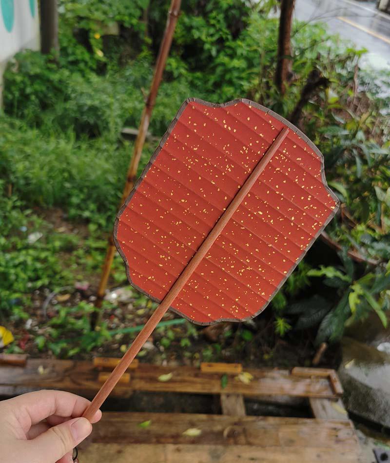 Custom Bamboo Strip Round Fan with Calligraphy and Palace Lantern Design