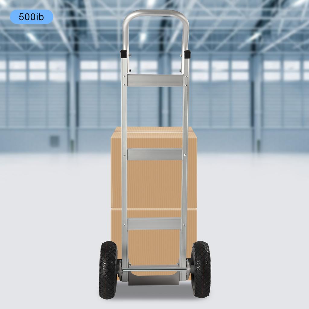 Silver Aluminum Alloy Hand Truck Dolly - Industrial Strength 500 lbs Weight Capacity | Heavy Duty Dolly for Moving with Wheels