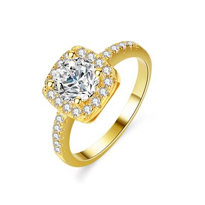 S925 Silberring Moissanit Quadratpackung 1 Karat 6,5 MM Damenring D Farbe Moissanit plattiert 14K Ehering Antrag Diamantring