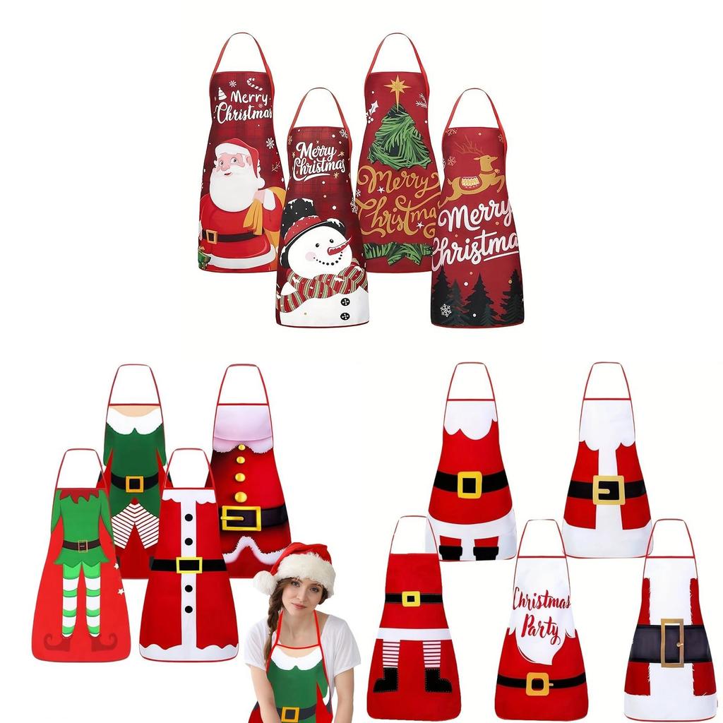 Christmas Creative Funny Waterproof Apron Set For Kitchen Cooking Gift For Adults