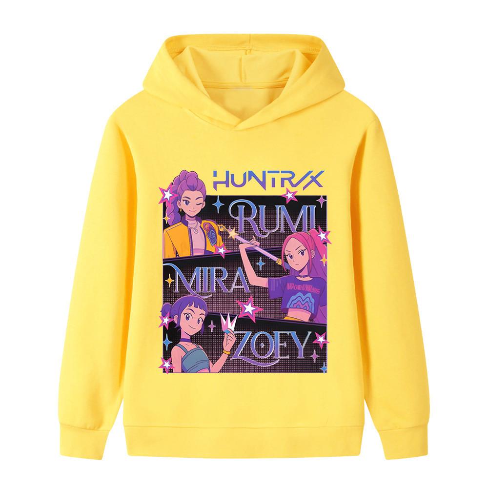 B1225 Kids Boys Girls Kpop Rumi Zoey Mira Print Long Sleeves Hoodie