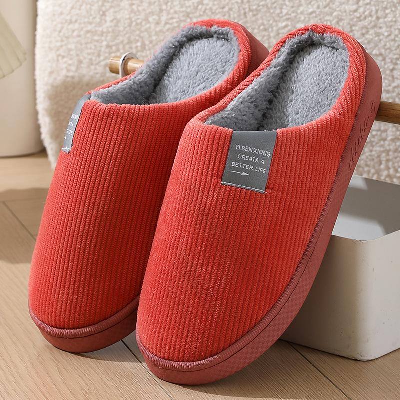 Unisex Thick Soled Cotton Slippers Warm Indoor Non Slip