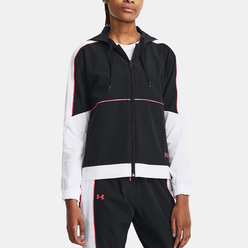 Under Armour Hoops Essential Jacket Color Block Waterproof Hooded Jacket Women Jacket Black 1380306-002