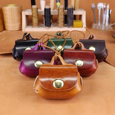 First Layer Vegetable Tanned Cowhide Earphone Bag, Genuine Leather Earphone Protective Case, Mini Anti-drop and Anti-drop.