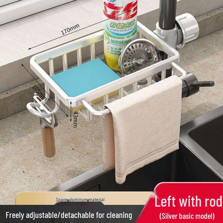 Universal Above-Faucet Dish & Storage Rack with Steel Wool Holder
