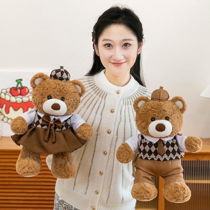 Couple Teddy Bear Doll Plush Toys College Style Wedding Bed Bear Doll Girl Birthday Gift