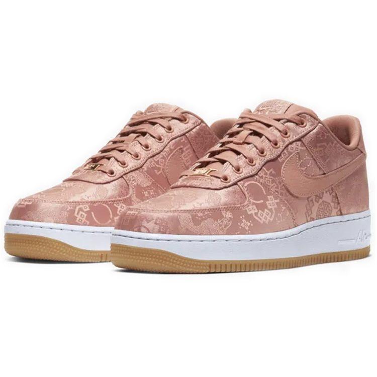CLOT x Nike Air Force 1 Low Premium Růžové zlato Hedvábné Unisex Tenisky Růžové Bílé Žvýkačkové-Světle hnědé CJ5290-600