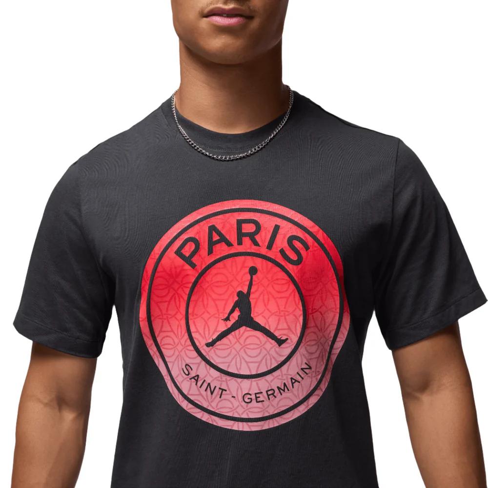 Jordan X PSG Collaboration FW24 M J Logo Print Outdoor Casual Sports Crew Neck Short Sleeve T-Shirt Unisex T-Shirt Black FV7728-045
