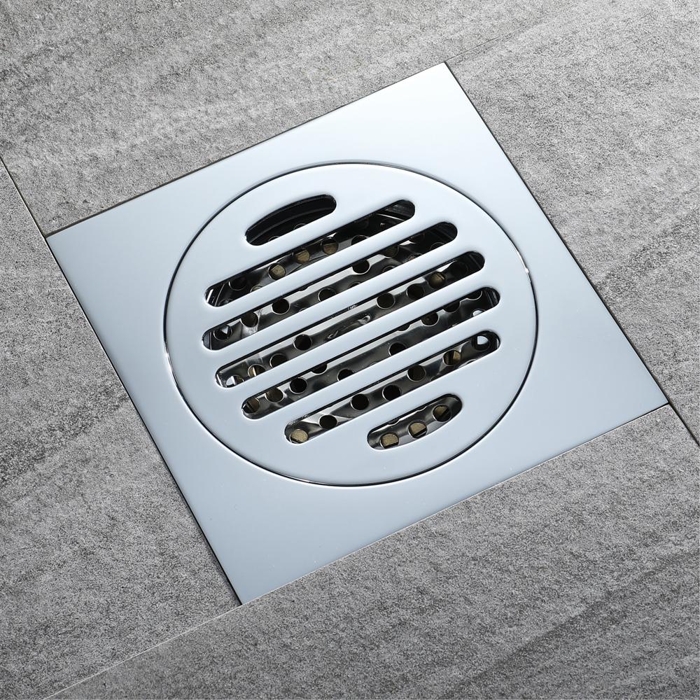 HIDEEP Bathroom Accessories 5 Inch Brass Chrome Odor-resistant Floor Drain Brass