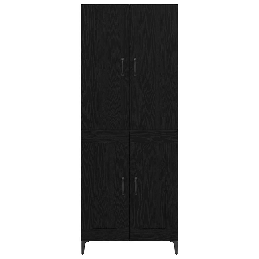 Highboard in Black Oak Look 69.5 x 34 x 180 cm Engineered Wood