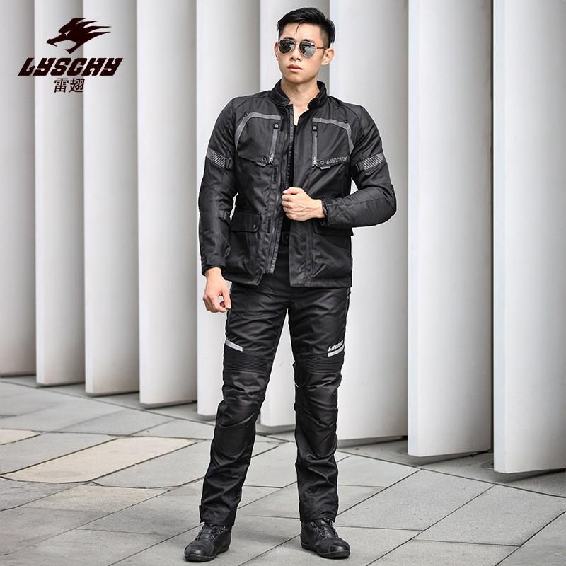 Mens Motorcycle Riding Suit Set Breathable Waterproof Anti-Fall Racing Jacket Pants Four Protective Gear