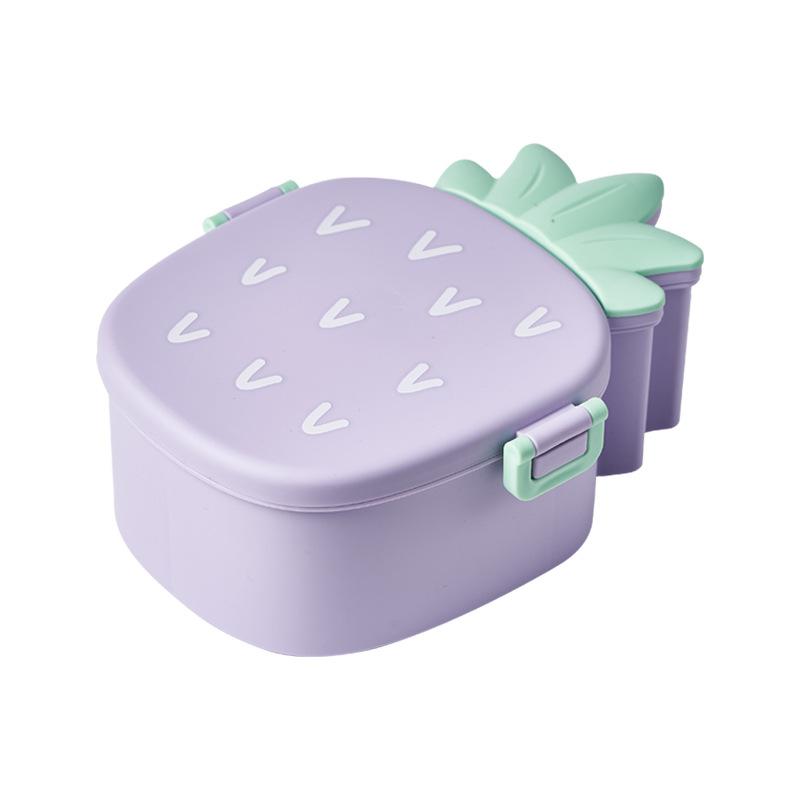 Lunch Box For Kids Cute Pineapple Shape Bento Box with Fork Spoon Snack Dessert Container Microwavable Food Case Portable Office
