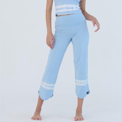 OZEZ Ozpn2115 Round Crop Yoga Pants - Sky Tie