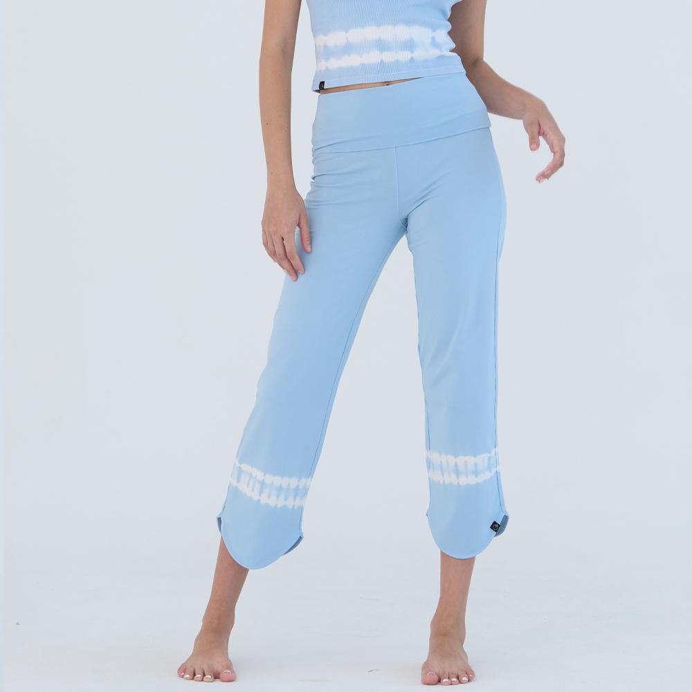 OZEZ Ozpn2115 Round Crop Yoga Pants - Sky Tie