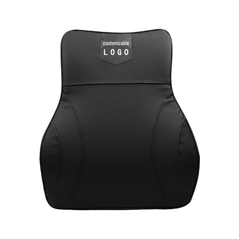 Customizable Mazda Leather Lumbar Support & Neck Pillow Set for Cars—Memory Foam, Cowhide, with Option to Add Logo