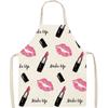 Nail Polish Lipstick Beauty Kitchen Women Apron Household Cleaning Flax Pinafore Salon Home Cooking Baking Adult Bib