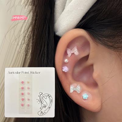 10 Patch Colorful Rose Round Rhinestone Ear Point Stickers for Fashion Acupuncture Auricular Massage Ear Pressure Relief