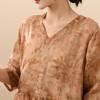 Johnature Women Vintage Print Floral Dress High Quality V-Neck Half Sleeve Robes Summer Women A-Line Dress