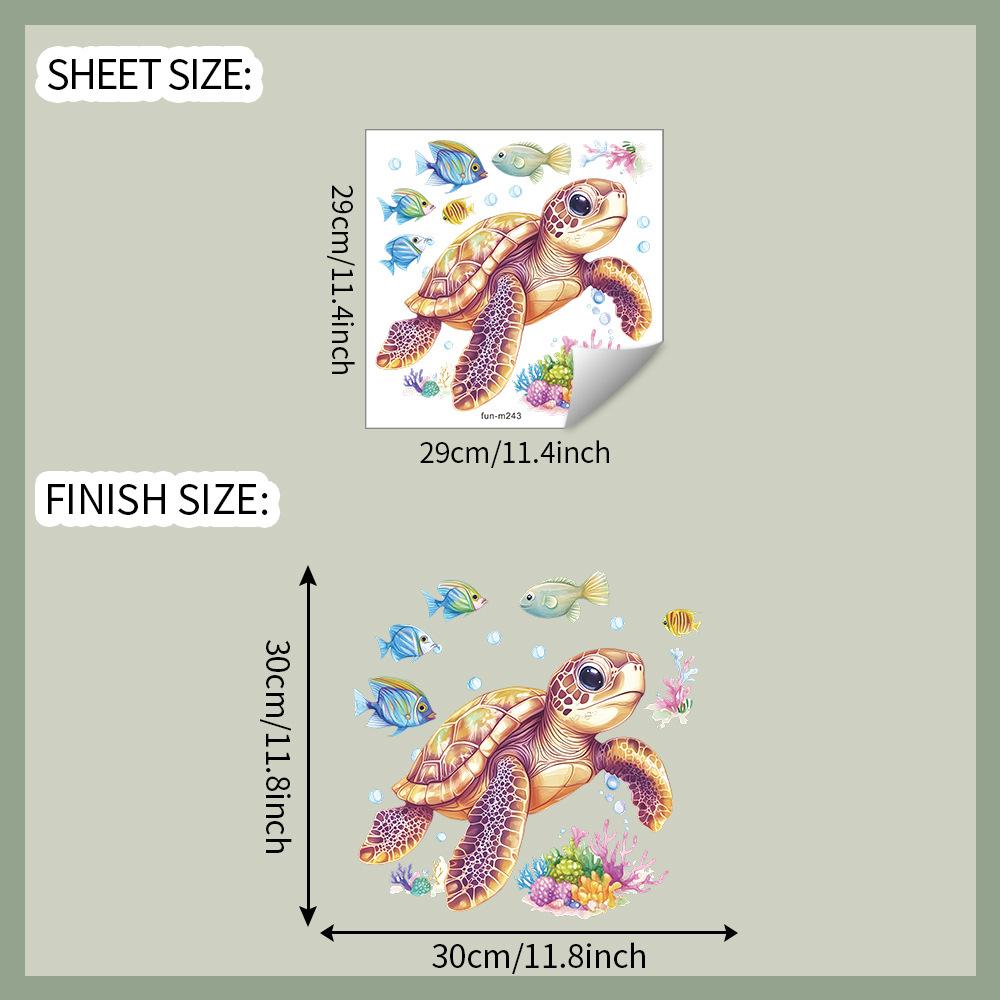 

Cartoon Underwater World Sea Turtles Coral Fish Bathroom Toilet and Home Beautification Stickers 29*29CM/fun-m243