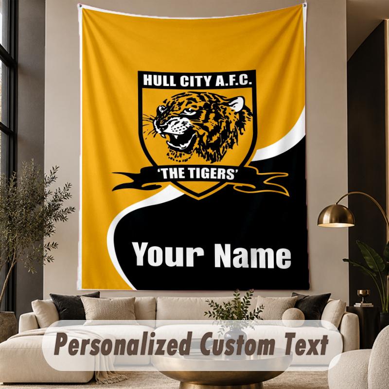 Custom Text Tapestry Hull City Print Wall Tapestry Indoor Living Room Wall Decor