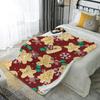 1pc Festive Gingerbread Cookies Pattern Christmas Flannel Blanket Blanket Nap In Office Red Festive Atmosphere Brings Luck