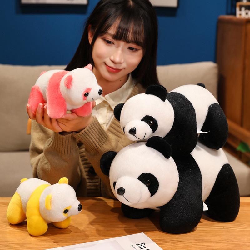 Cute cute black and white panda doll plush toy party red panda doll children's rag doll birthday gift