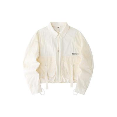 Life Series Solid Color Short Collar Gradient Jacket Women Jacket White 162428607-1