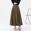 Women's Fall High-Waisted Slimming Pleated Skirt with Full Skirt, Elegant Mid-Length JK Skirt