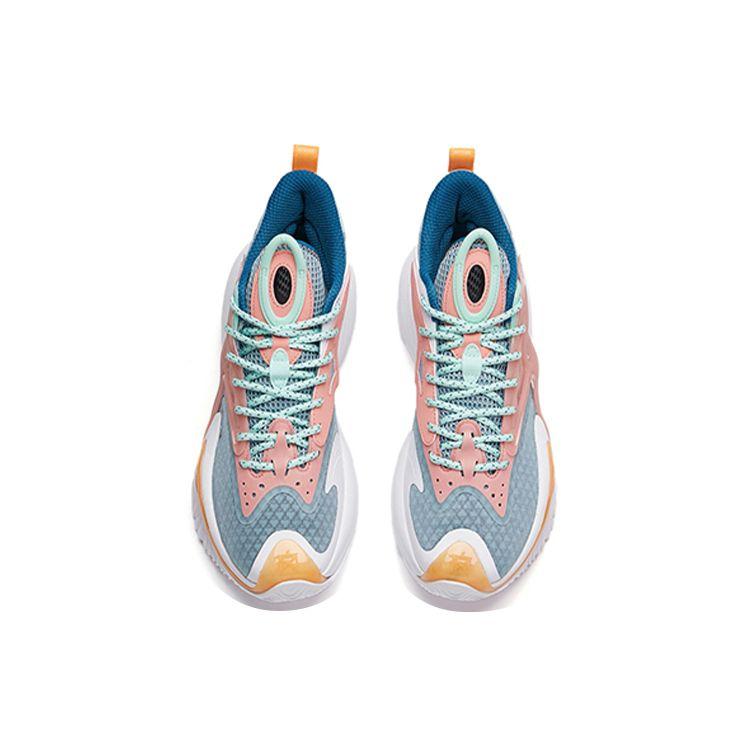 Anta Kong Chao 3 Stoßdämpfung Rutschfest Abriebfest High-Top Basketballschuhe Herren Sneaker Pink Grün 112131601-3