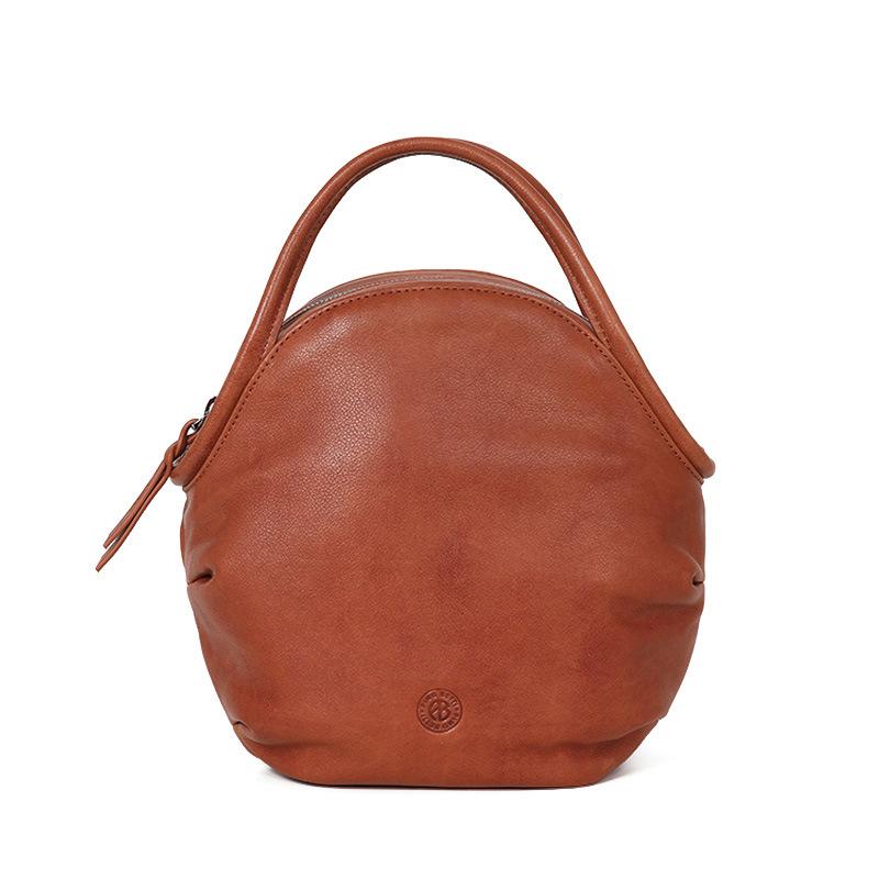 

Сумка из натуральной кожи, Женская сумка из натуральной кожи, Маленькая круглая сумка для ношения в руке, Милая сумка для девочки, Ретро-сумка из состаренной кожи, Кожа, окрашенная водой 22*10*21CM