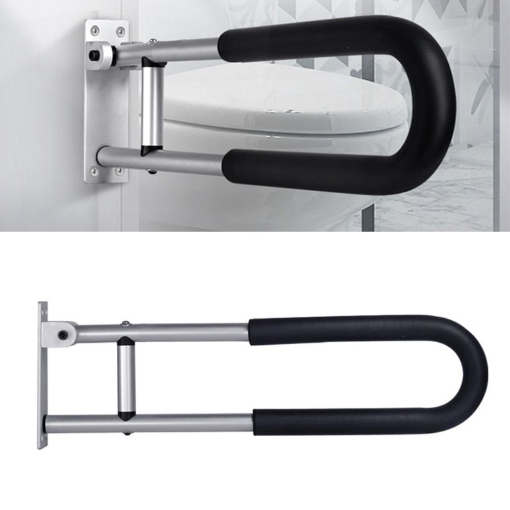 Foldable Toilet Armrest Aluminum Alloy Elder Handrails Practical Grab Bars Rails