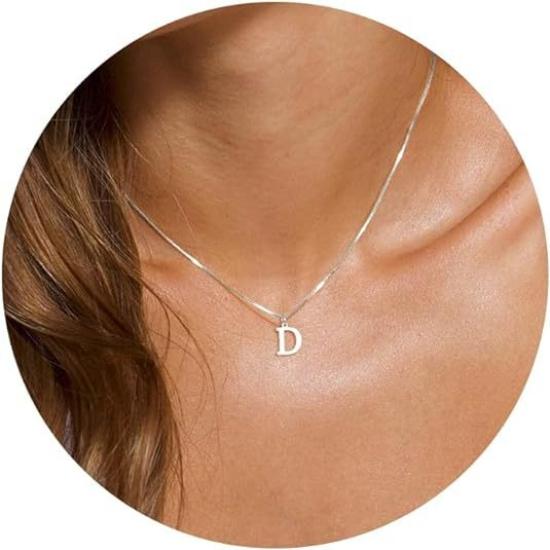 Edelstahl A-Z Englischer Buchstabenanhänger - Damen Anlaufbeständige Schlüsselbeinkette