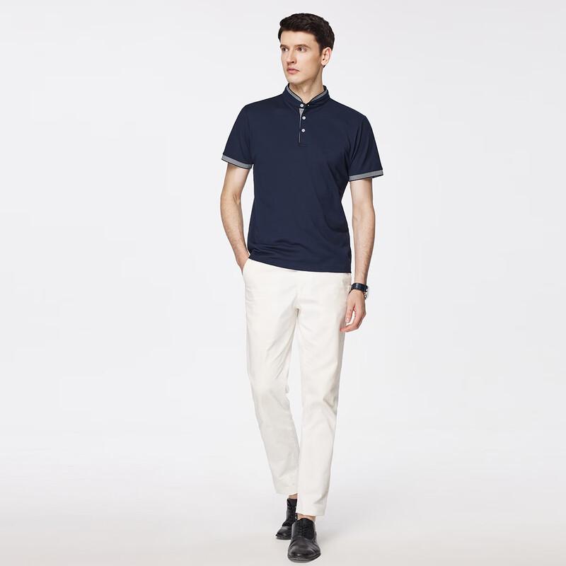 Shanshan Men's Jacquard Stand-Collar Short-Sleeve T-Shirt