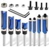 Shineyoo Trimmer Router 6mm Shaft Pack of Chamfer Bits with Straight Trimmer for Tenon and Decorative for Electric Trimmers and Woodworking Bits,
