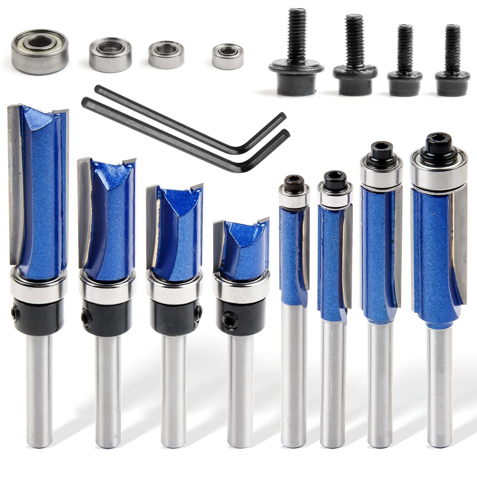 

Shineyoo Trimmer Router 6mm Shaft Pack of Chamfer Bits with Straight Trimmer for Tenon and Decorative for Electric Trimmers and Woodworking Bits,