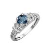 5MM Round London Blue Topaz Gemstone 925 Sterling Silver Solitaire Blossom Design Women Wedding Ring