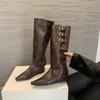 2025 Autumn New Fashion Pointed Inner Height Increase Boots Femininity Versatile Belt Buckle Sleeve Fashion Boots