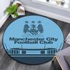 Rund matta med Man City-mönster, Mattmatta för vardagsrum, sovrum, lekrum, Halkfri golvmatta,Semesterpresenter och födelsedagspresenter.
