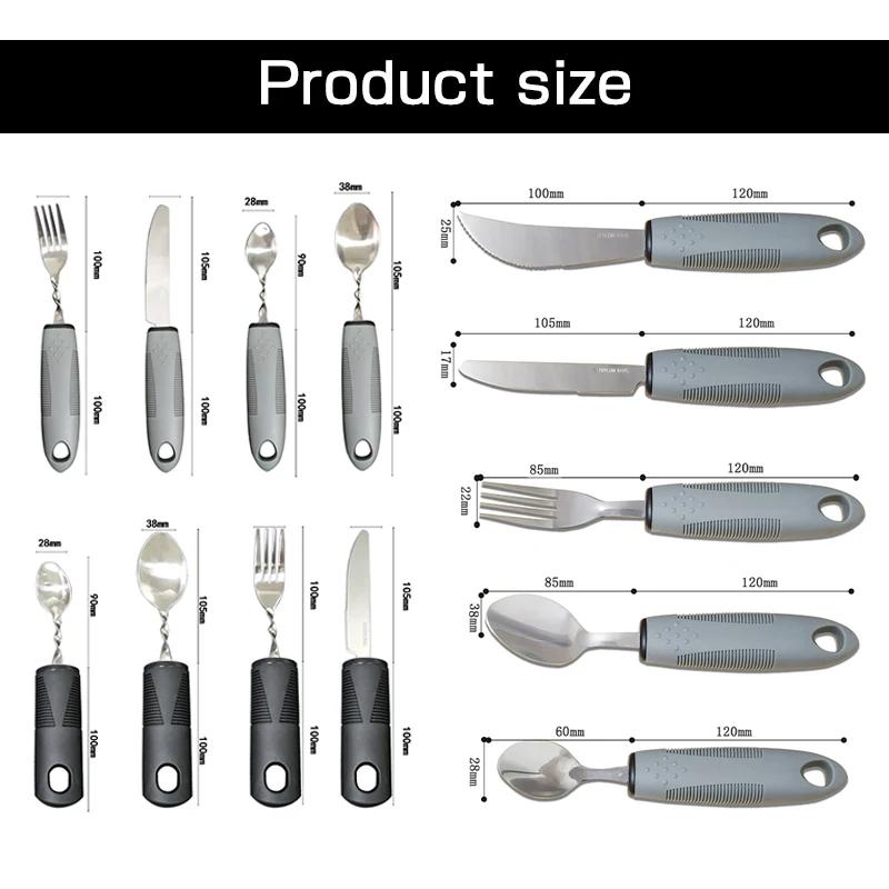 3/4/5Pcs/Set Elderly Adaptive Utensils Disabled Bendable Feeding Dinnerwares Parkinsons Self Training Spoon Fork Tableware