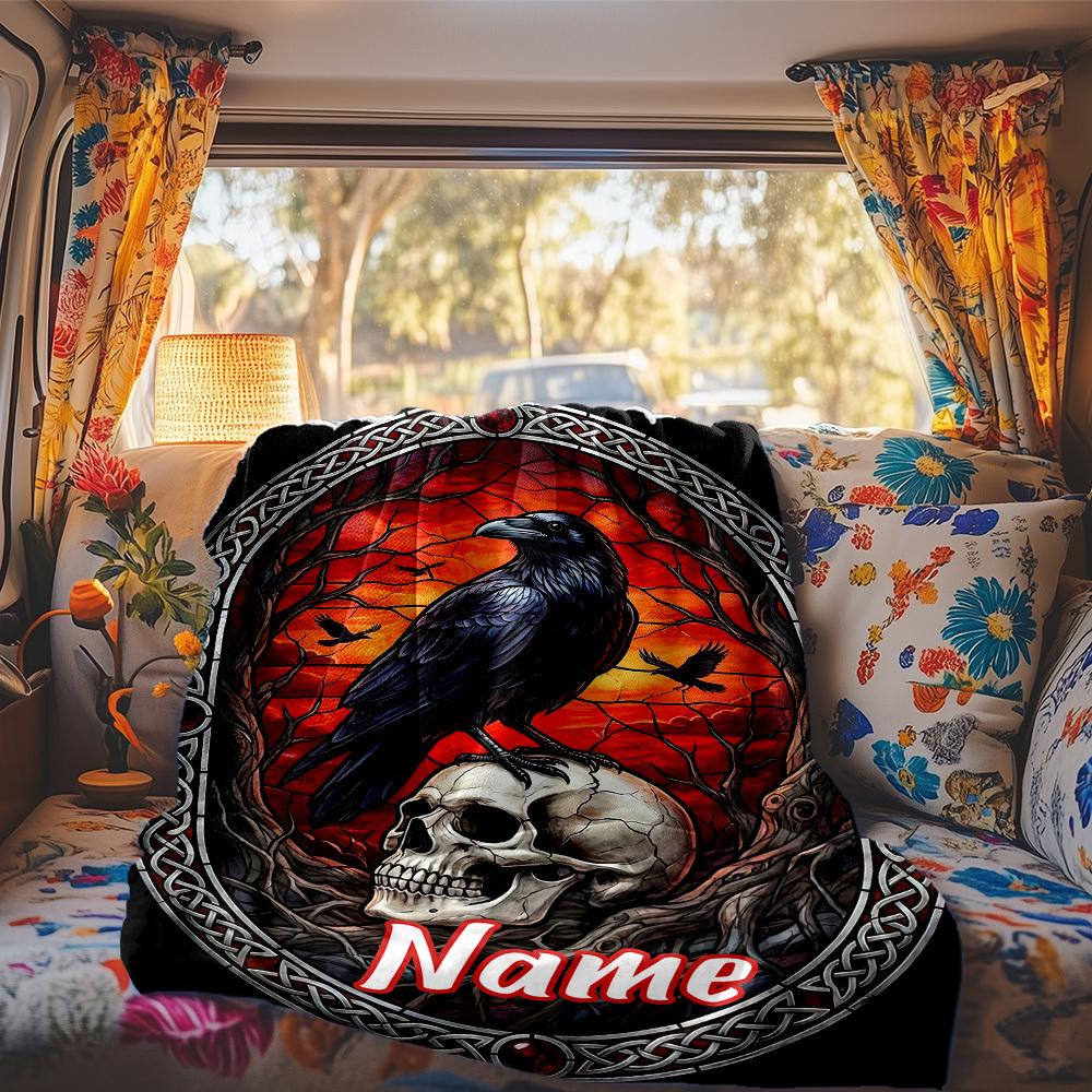 Raven And Skull Rv Blanket Comfortable Soft Lightweight Multiseasonal Blanket For Travel Camping Picnics Sofas Rvs Beds Living Rooms Giftst26