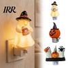 Decorative Wall Light Halloween Pumpkin Ghost Night with Witch Hat, Resin Soft Glow Plug-in LED Bedroom Light, Spooky Sconce for Party Home