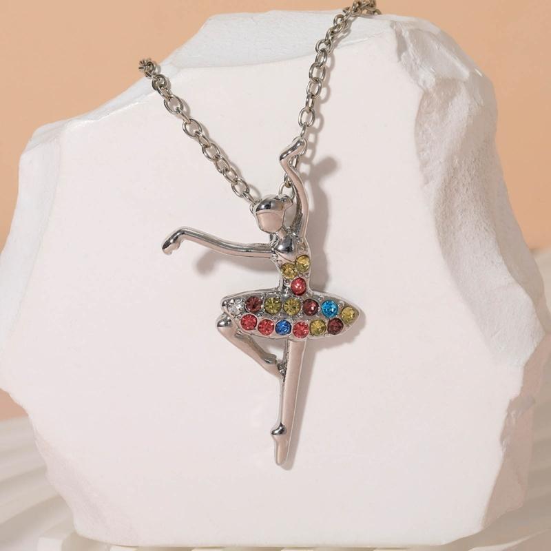 Dansande Flicka Berlock Halsband Justerbar Halskedja Dansare Hänge Smycken för Flickor